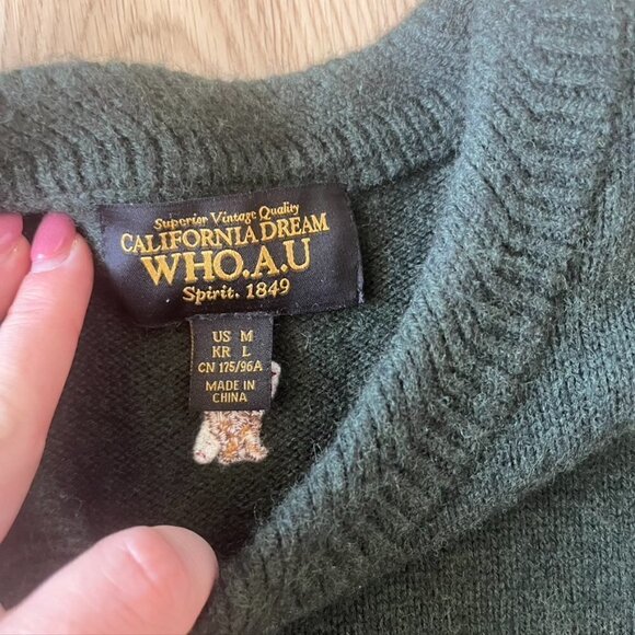 ** California Dream WHO.A.U men’s Surfing bears crewneck sweater M Wool - Picture 8 of 10